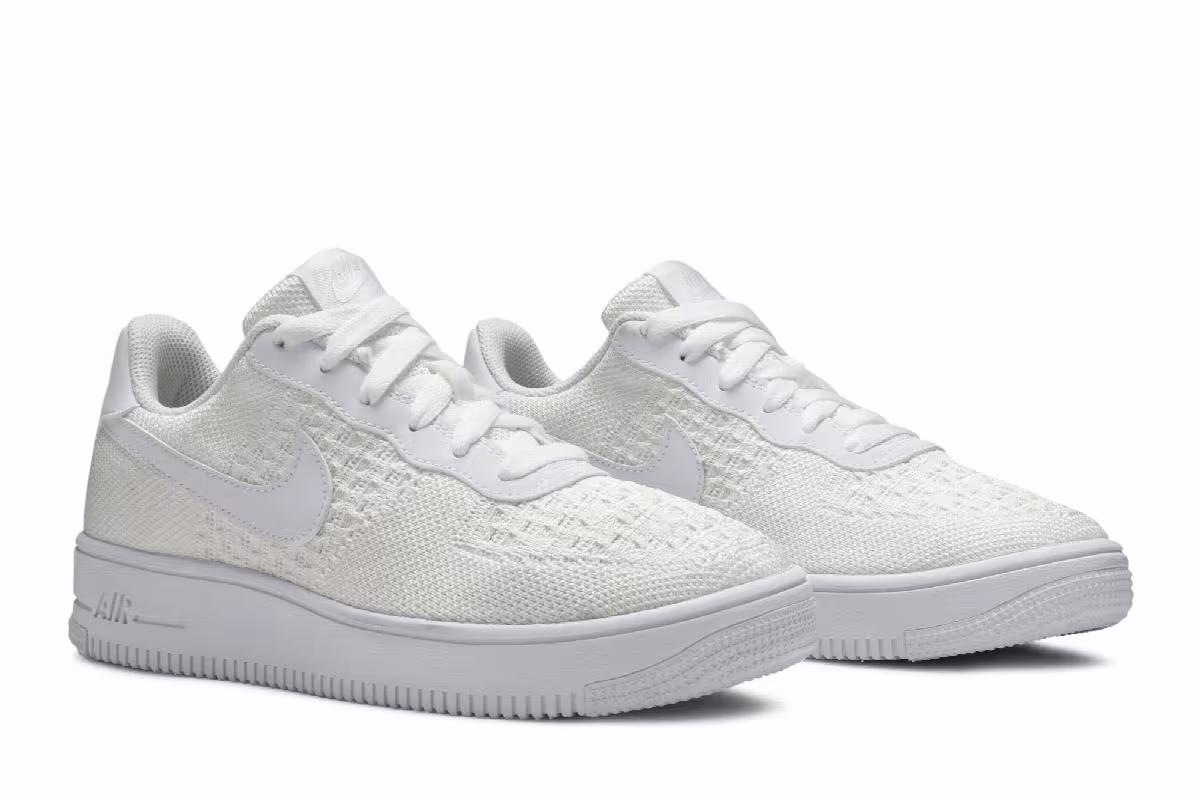 Nike Air Force 1 Flyknit 2.0 GS Triple White, view 9