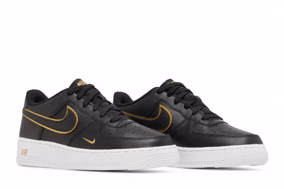 Nike Air Force 1 LV8 GS Black Metallic Gold, view 9