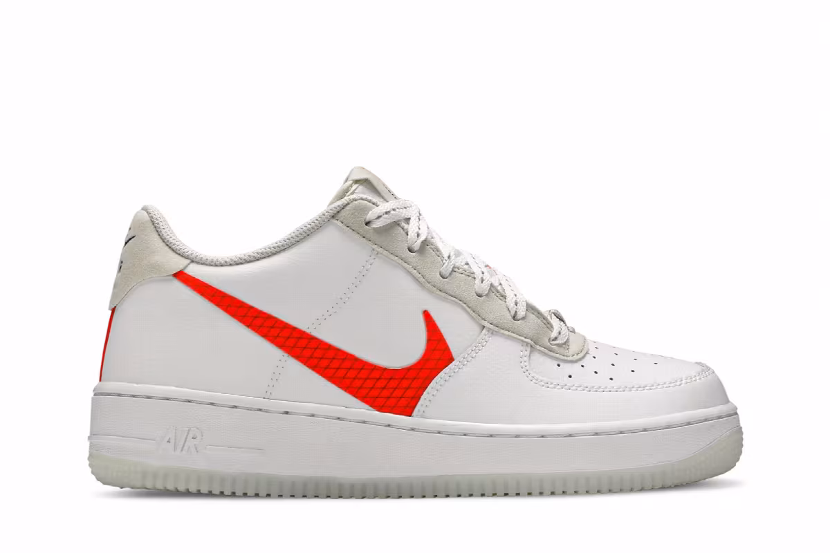 Nike Air Force 1 LV8 3 GS White Total Orange, view 2