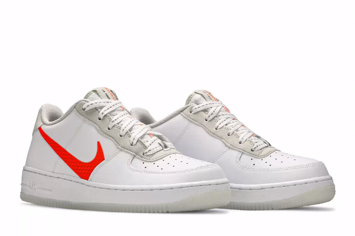 Nike Air Force 1 LV8 3 GS White Total Orange, view 9