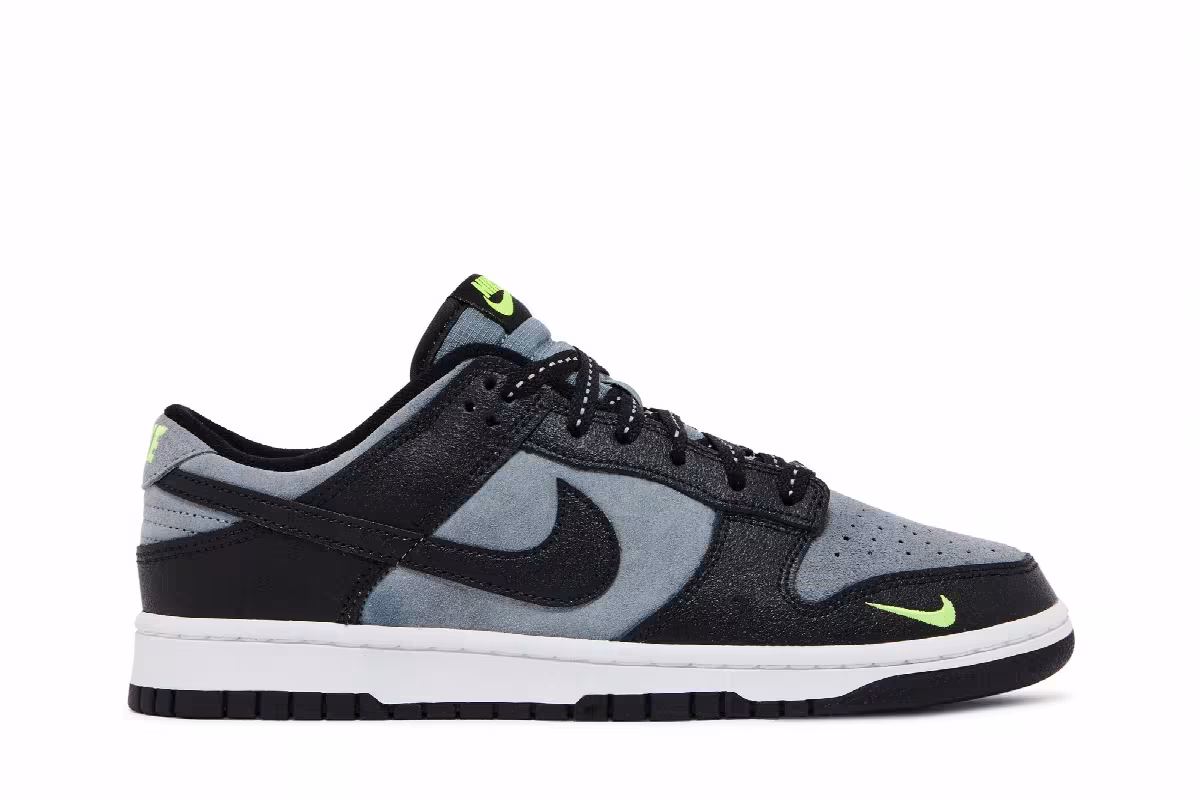 Nike Dunk Low Black Grey Green Strike, view 2