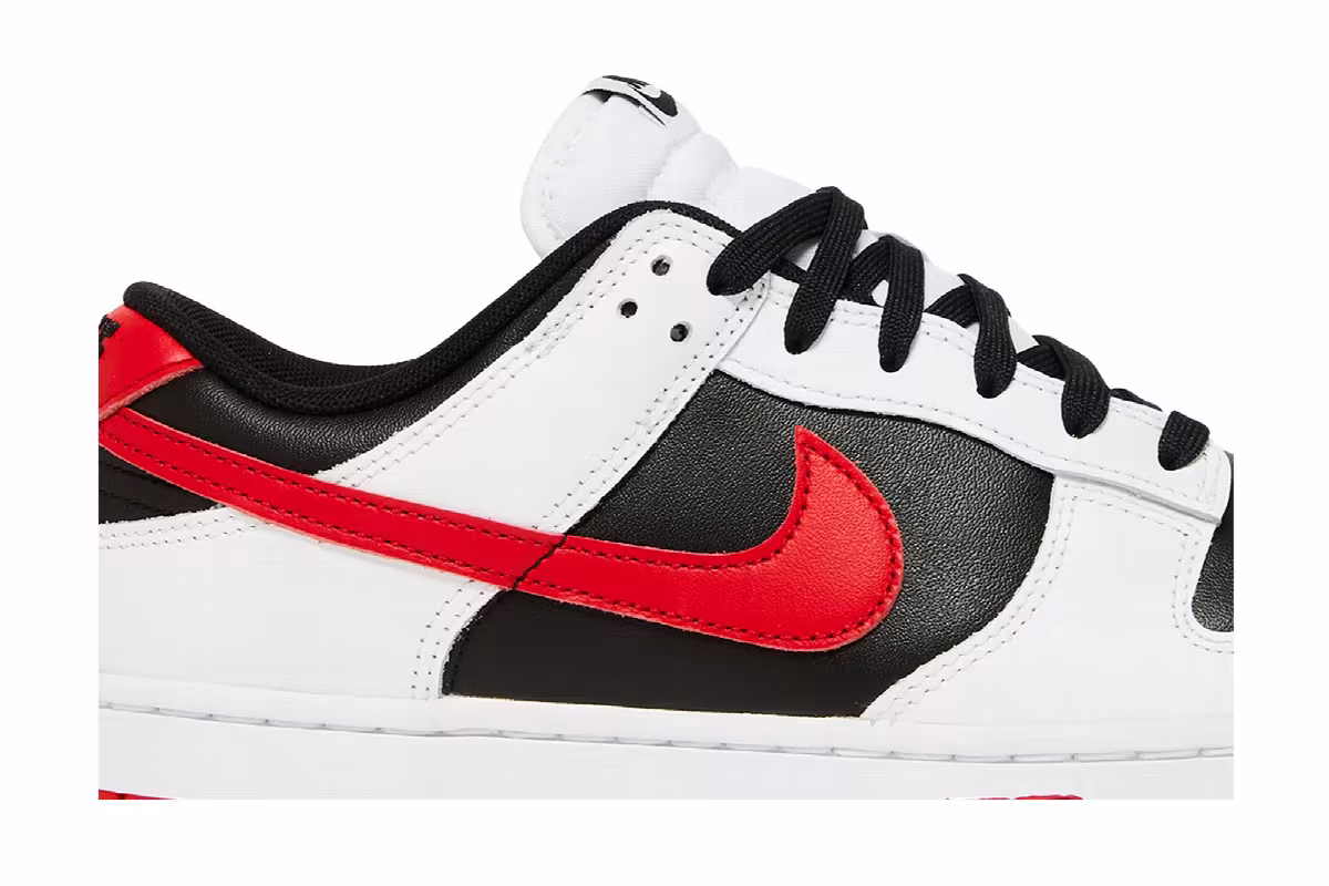 Nike Dunk Low White Black Red, view 3