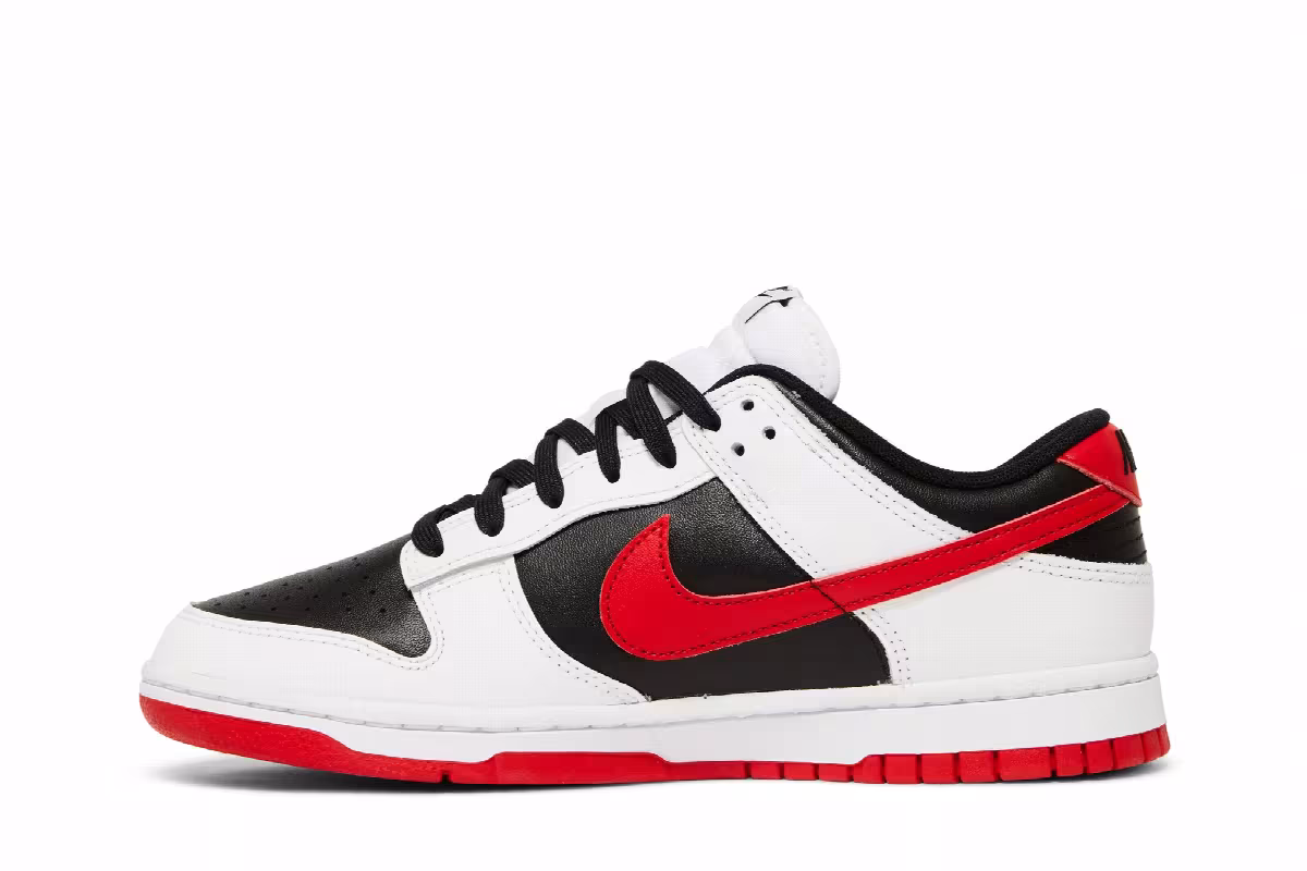 Nike Dunk Low White Black Red, view 4