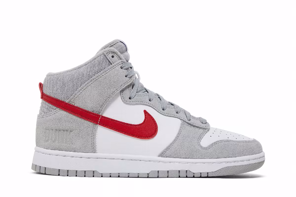 Nike Dunk High SE Athletic Club - Light Smoke Grey Gym Red, view 2
