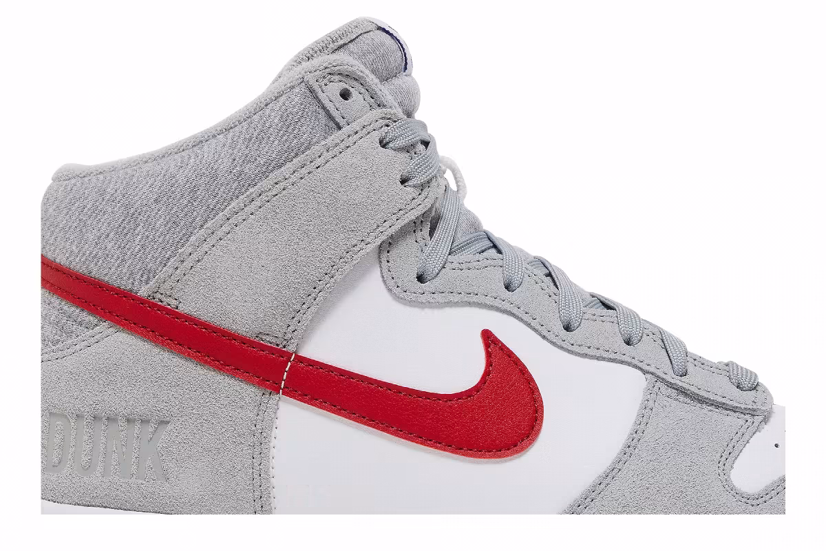 Nike Dunk High SE Athletic Club - Light Smoke Grey Gym Red, view 3