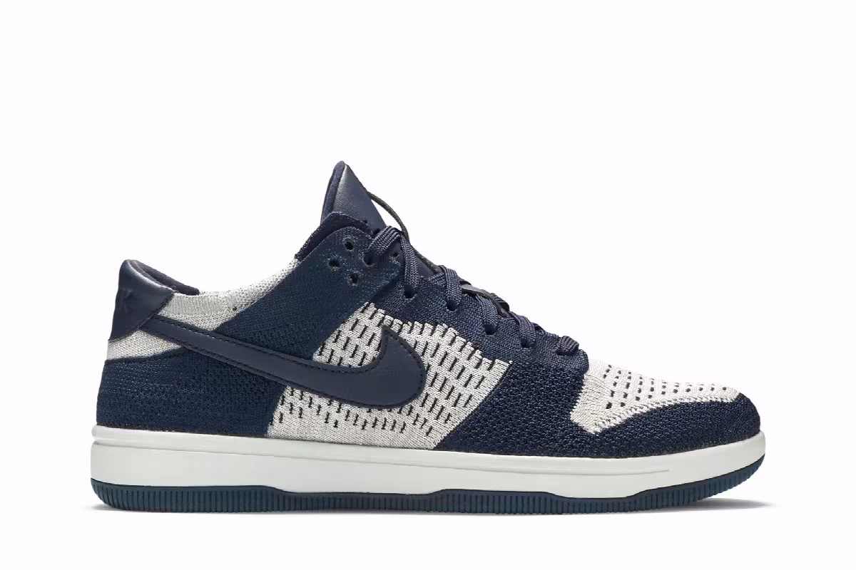 Nike Dunk Low Flyknit College Navy Platinum, view 2