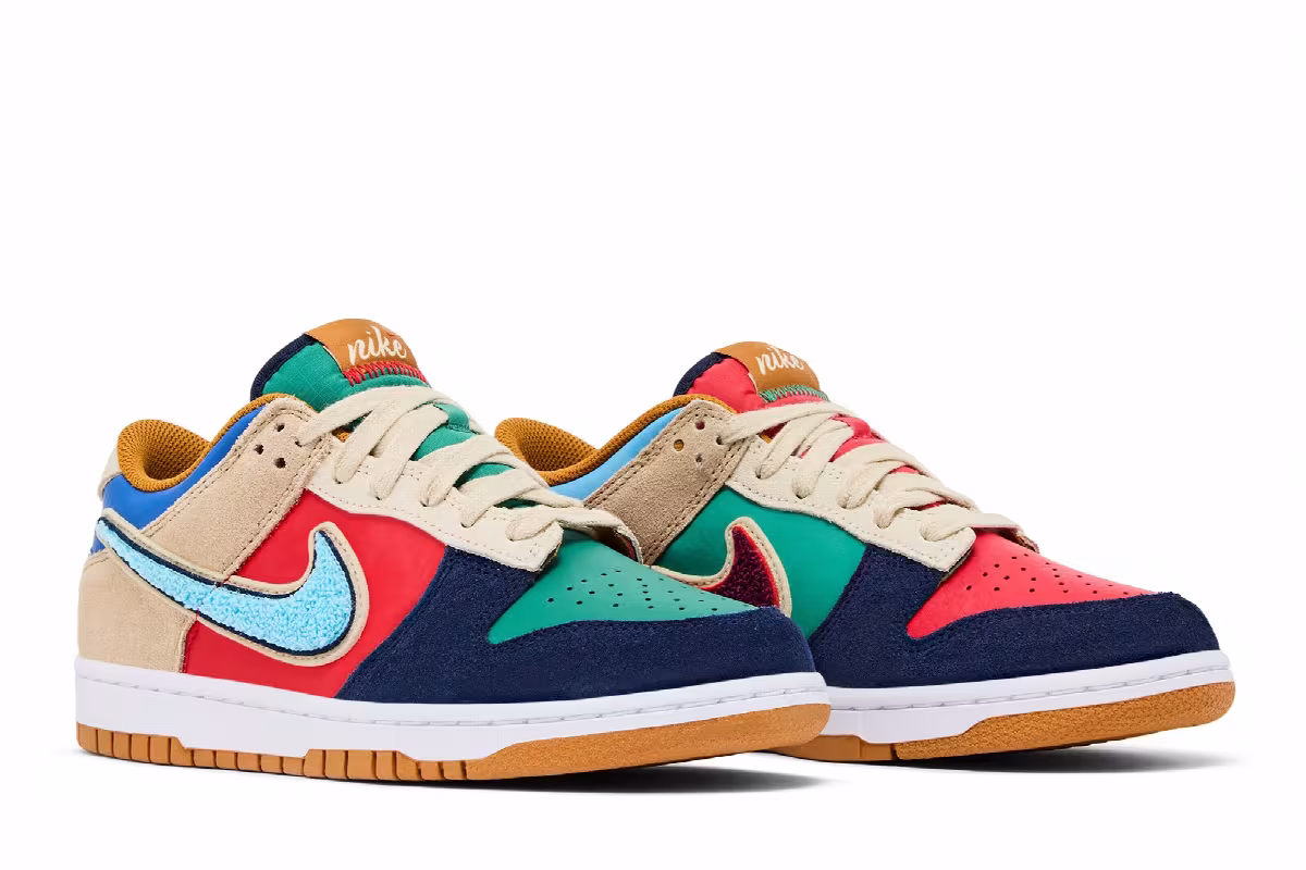 Nike Dunk Low GS Midnight Navy Noise Green, view 9