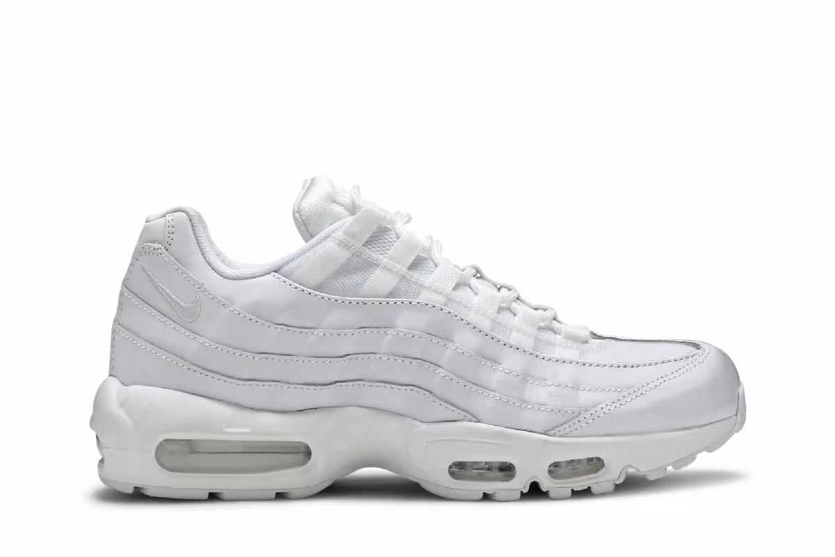 Nike Women's Air Max 95 Triple White, view 2
