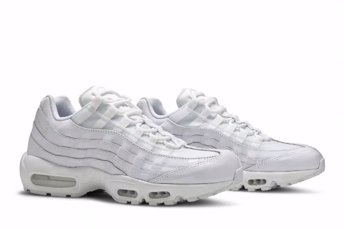 Nike Women's Air Max 95 Triple White, view 9