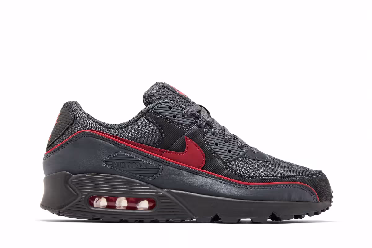 Nike Air Max 90 Premium Iron Grey University Red, view 2