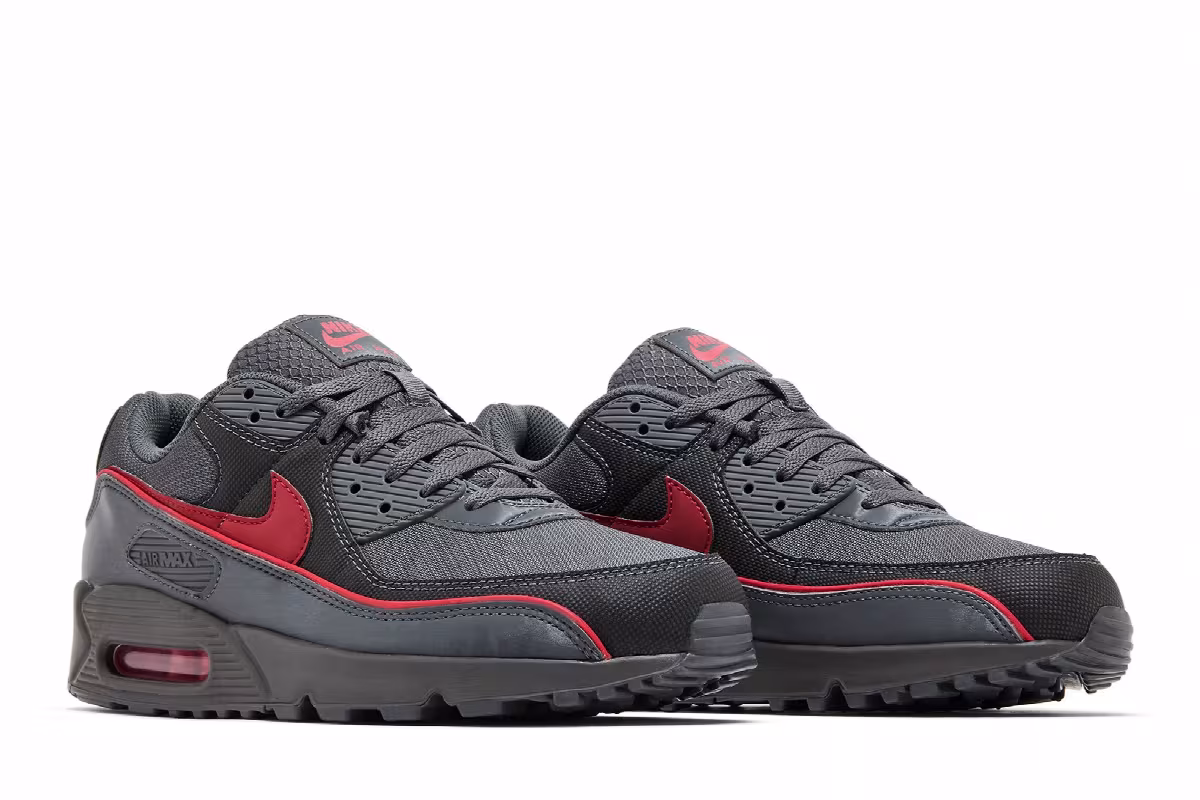 Nike Air Max 90 Premium Iron Grey University Red, view 9