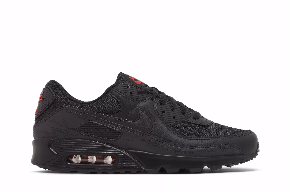 Nike Air Max 90 Black Red Reflective, view 2