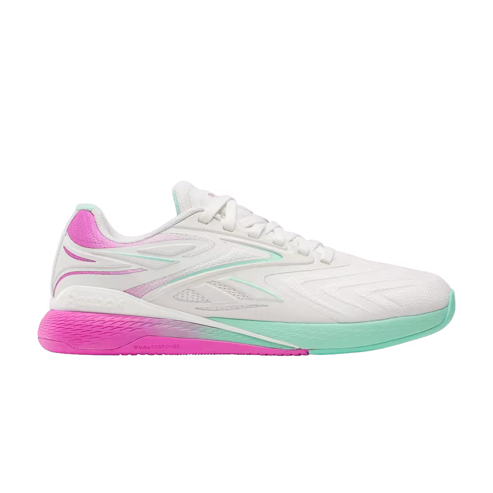 Reebok Women's Nano X5 Edge Chalk Virtual Pink Atomic Aqua