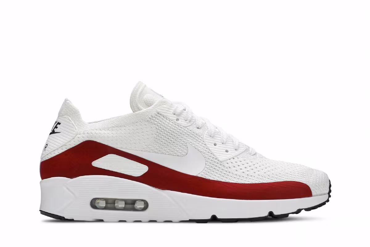 Nike Air Max 90 Ultra 2.0 Flyknit White Red, view 2