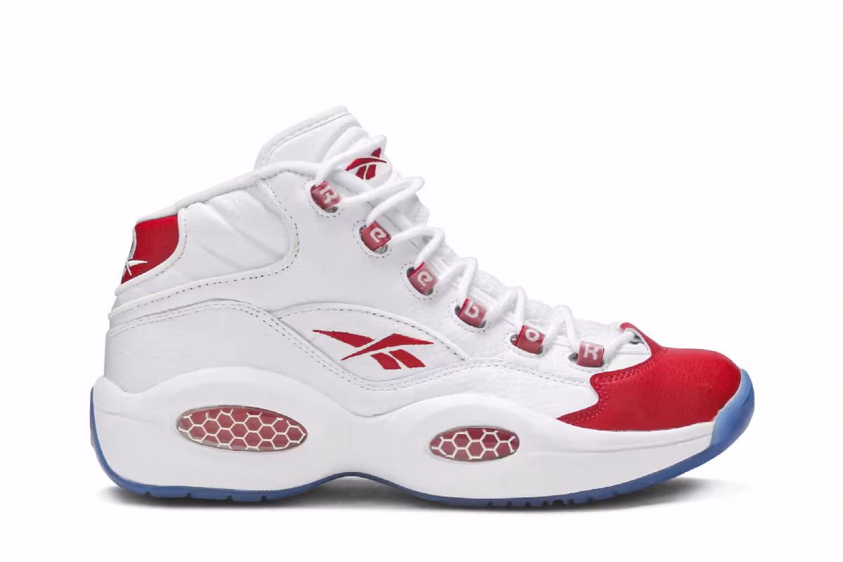 Reebok Question Mid White Pearlized Red 2016, view 2