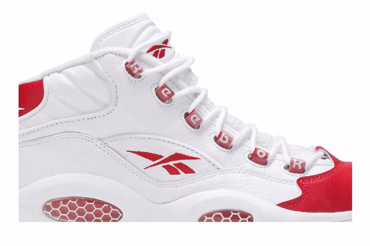 Reebok Question Mid White Pearlized Red 2016, view 3