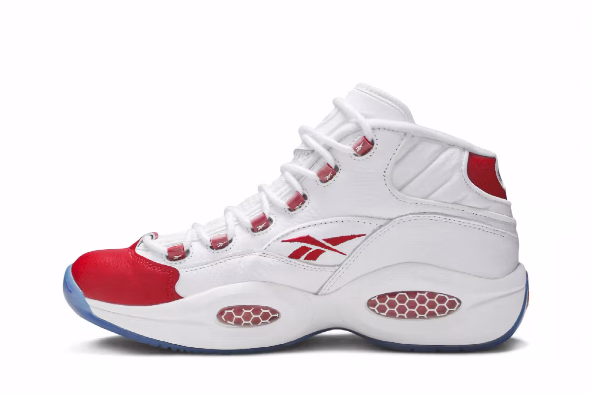 Reebok Question Mid White Pearlized Red 2016, view 4