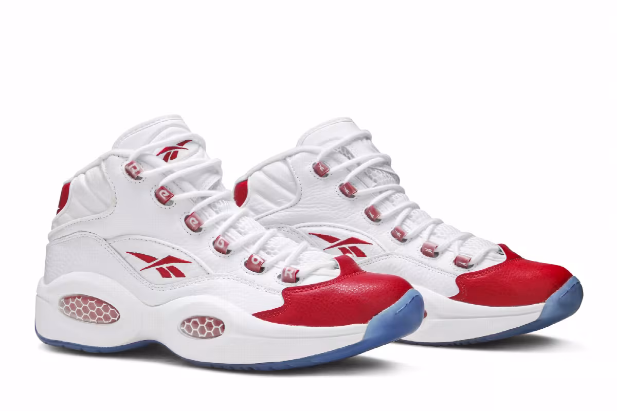Reebok Question Mid White Pearlized Red 2016, view 9