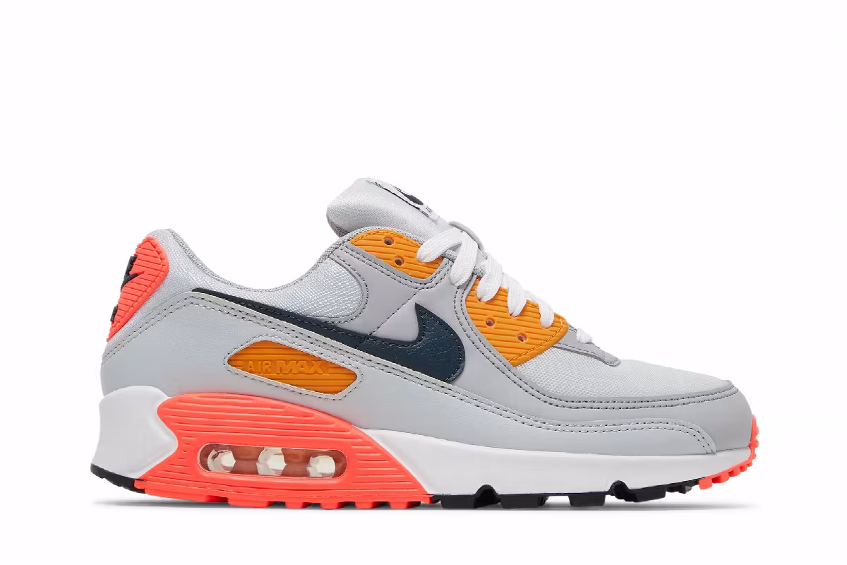 Nike Women's Air Max 90 Grey Crimson Gold, view 2