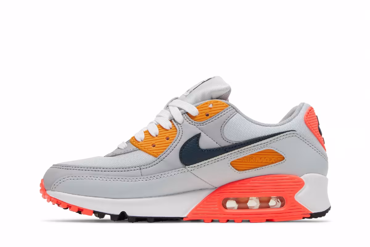Nike Women's Air Max 90 Grey Crimson Gold, view 4