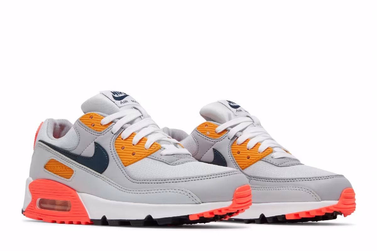 Nike Women's Air Max 90 Grey Crimson Gold, view 9