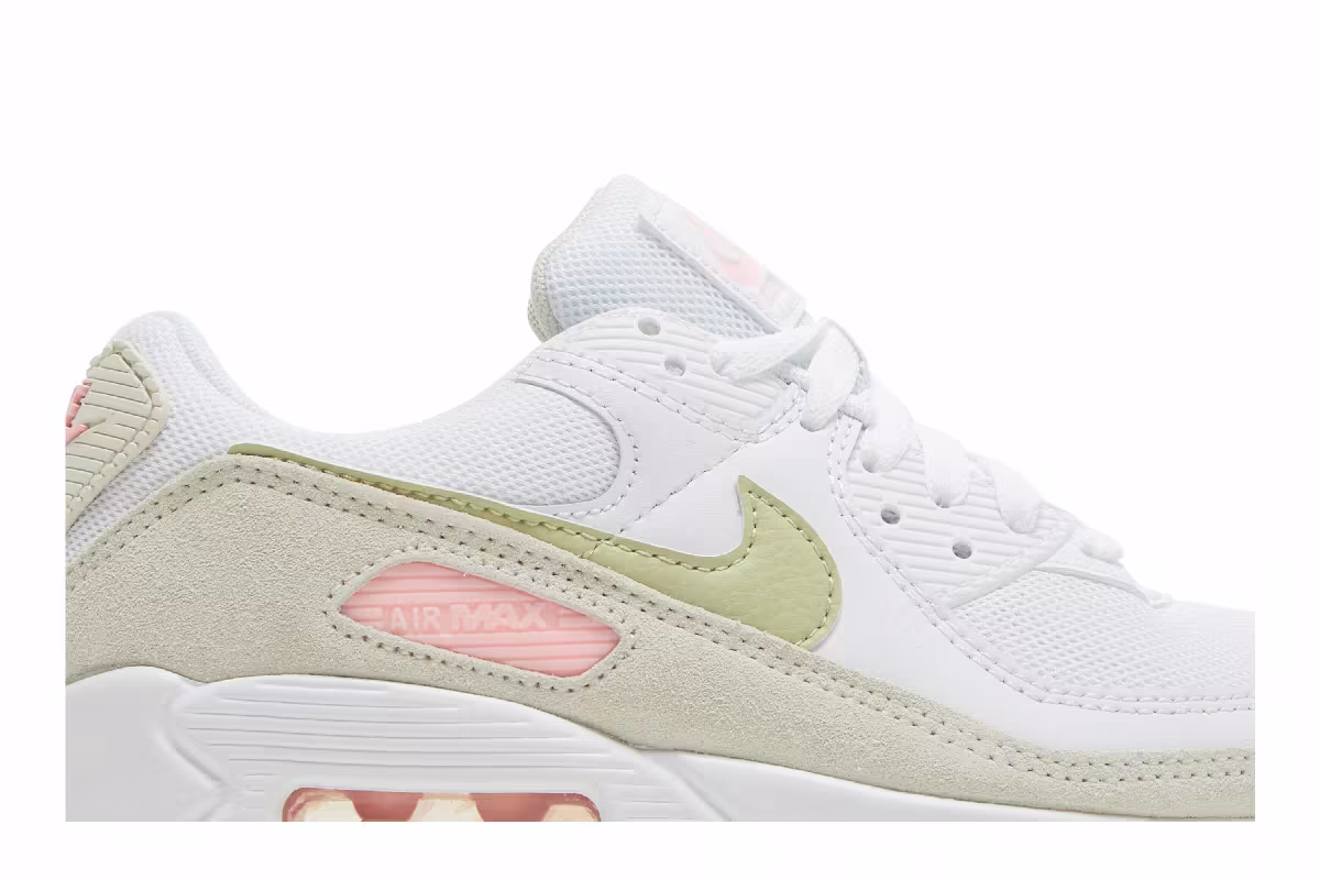 Nike Women's Air Max 90 White Light Olive Pink, view 3