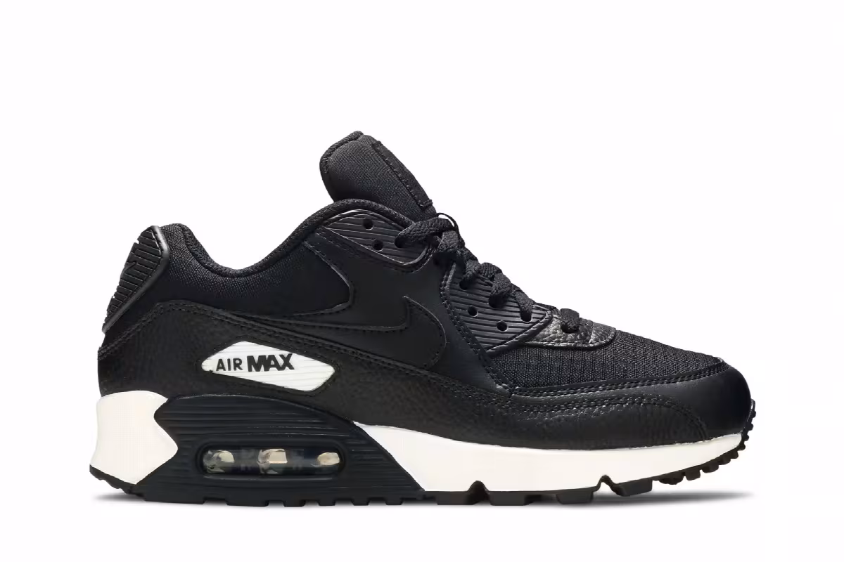 Nike Women's Air Max 90 Black White, view 2