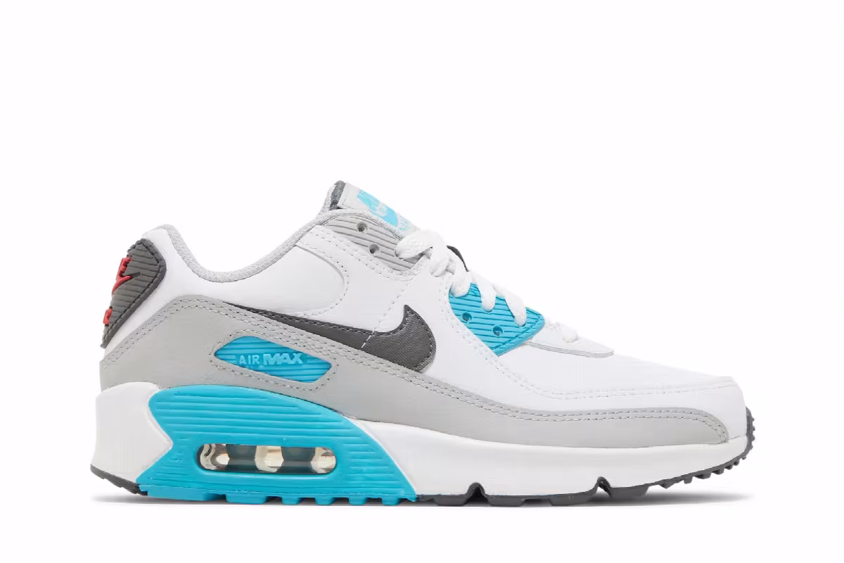 Nike Air Max 90 Leather GS White Chlorine Blue, view 2