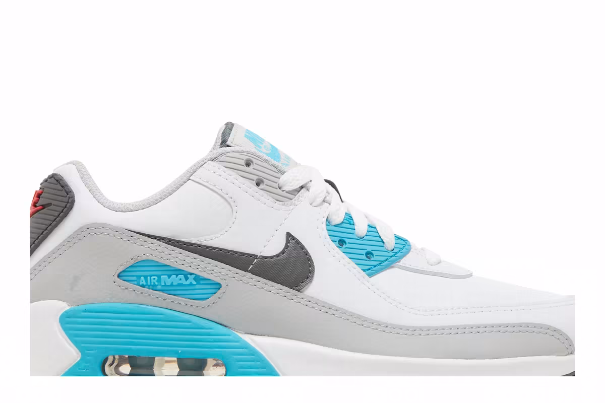 Nike Air Max 90 Leather GS White Chlorine Blue, view 3