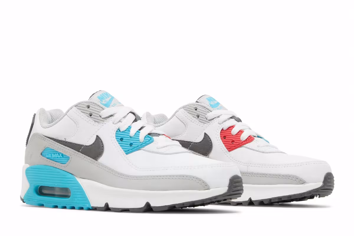 Nike Air Max 90 Leather GS White Chlorine Blue, view 9