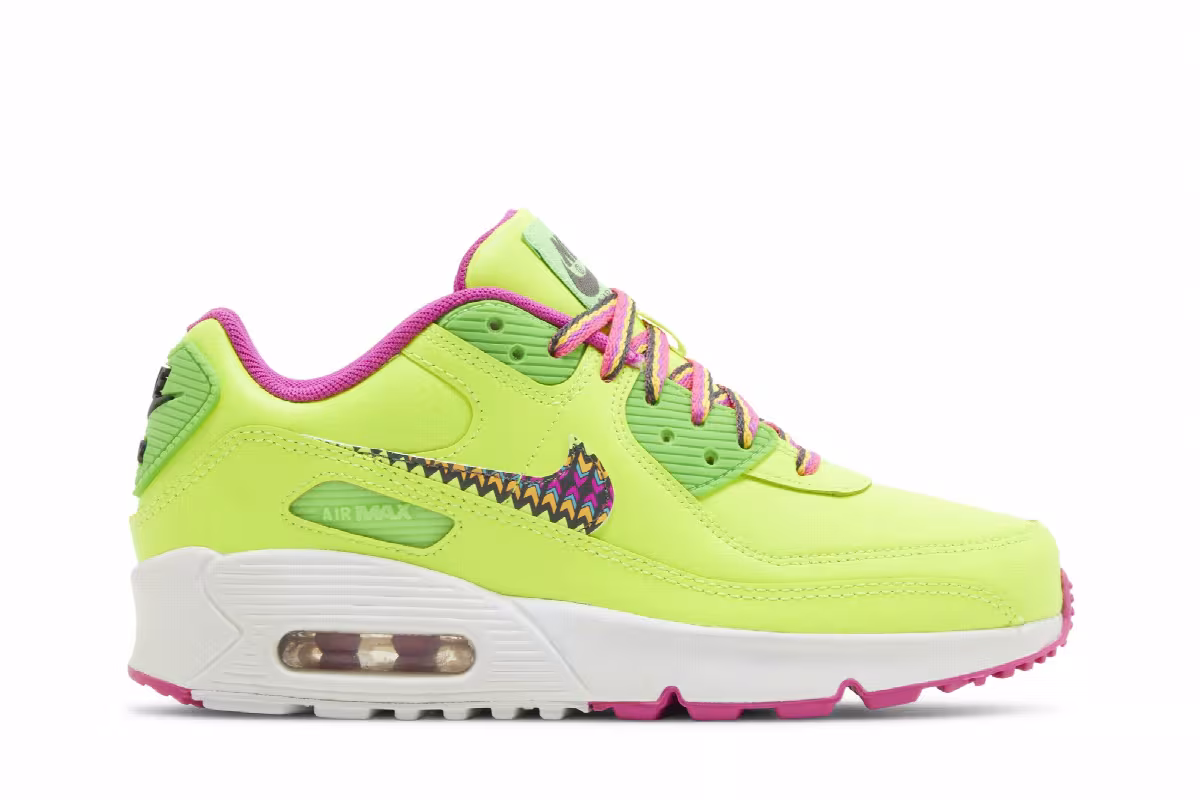 Nike Air Max 90 Leather GS Volt Fire Pink, view 2