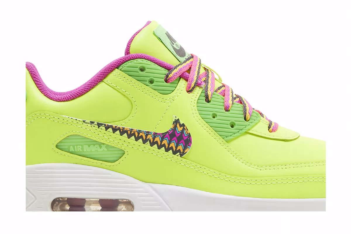 Nike Air Max 90 Leather GS Volt Fire Pink, view 3