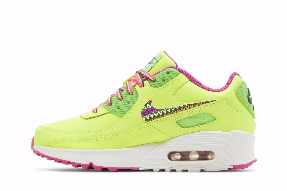 Nike Air Max 90 Leather GS Volt Fire Pink, view 4
