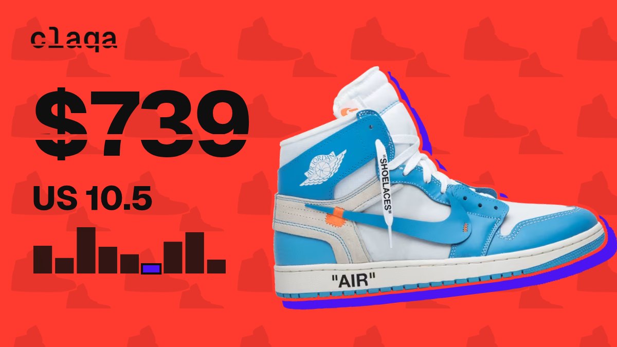 Off-White x Air Jordan 1 Retro High OG “UNC” sneaker with $739 US 10.5