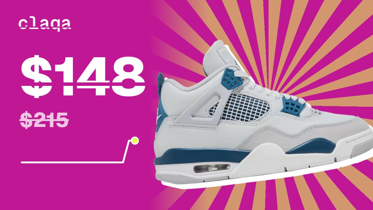 Air Jordan 4 Retro “Military Blue” 2024 sneaker at $148, down from $215 retail