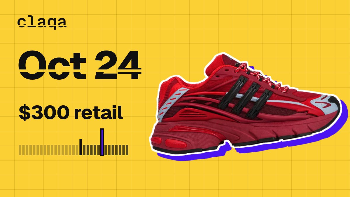 Pharrell x adidas Adistar Jellyfish “Red” sneaker with its release date, Oct 24, and $300 retail