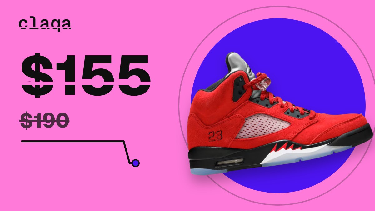 Air Jordan 5 Retro “Raging Bull” 2021 sneaker at $155, down from $190 retail
