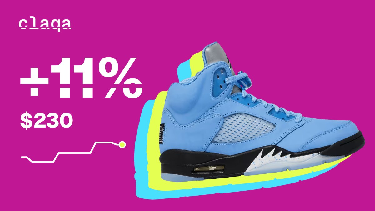 Air Jordan 5 Retro SE “UNC” sneaker with a +11% price change to $230