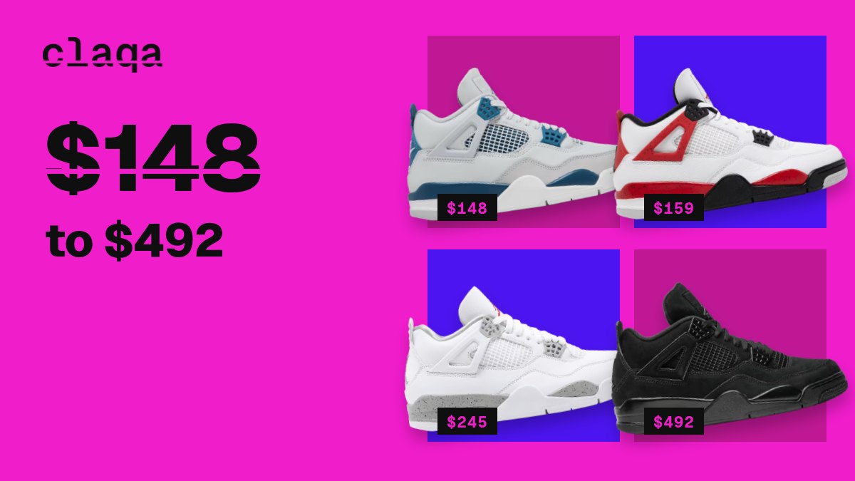 Air Jordan 4 “Military Blue”, Air Jordan 4 “Red Cement”, Air Jordan 4 “White Oreo” and Air Jordan 4 “Black Cat” sneakers