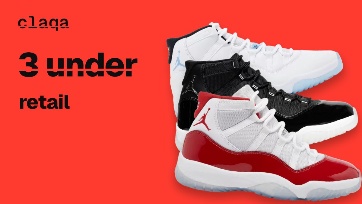 Air Jordan 11 “Legend Blue / Columbia”, Air Jordan 11 “Jubilee / 25th Anniversary” and Air Jordan 11 “Cherry” sneakers
