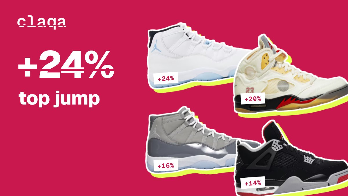 Air Jordan 11 “Legend Blue / Columbia”, Air Jordan 5 “Sail”, Air Jordan 11 “Cool Grey” and Air Jordan 4 “Bred” sneakers