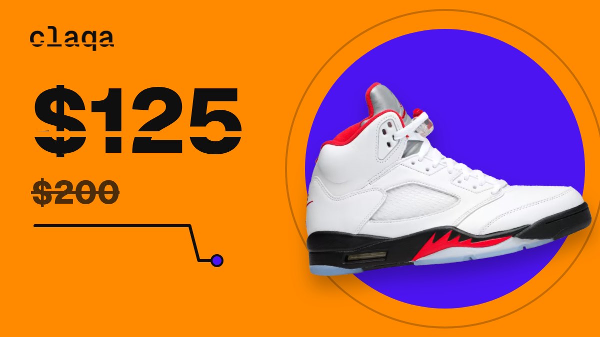Air Jordan 5 Retro “White Fire Red” 2020 sneaker at $125, down from $200 retail