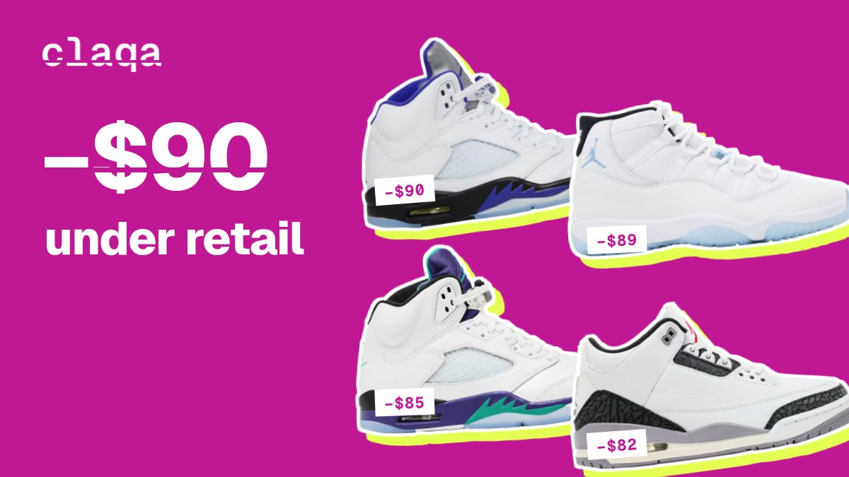 Air Jordan 5 “Concord”, Air Jordan 11 “Legend Blue / Columbia”, Air Jordan 5 “Grape” and Air Jordan 3 “Cement Grey” sneakers