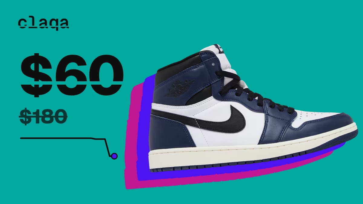 Air Jordan 1 Retro High OG “Midnight Navy” sneaker at $60, down from $180 retail