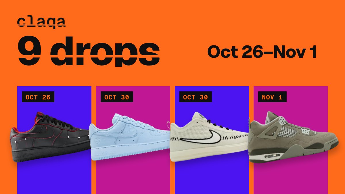 Nike Air Force 1 “Hellraiser”, Travis Scott Air Force 1 “Ice Blue”, Book 2 “Halloween” and Air Jordan 4 “Light Army” sneakers