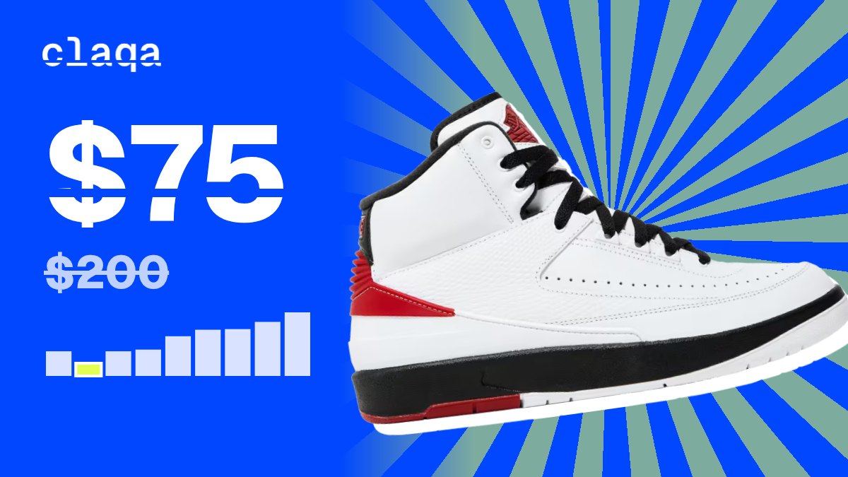 Air Jordan 2 “Chicago” sneaker at $75 in size 8.5, under its $200 retail