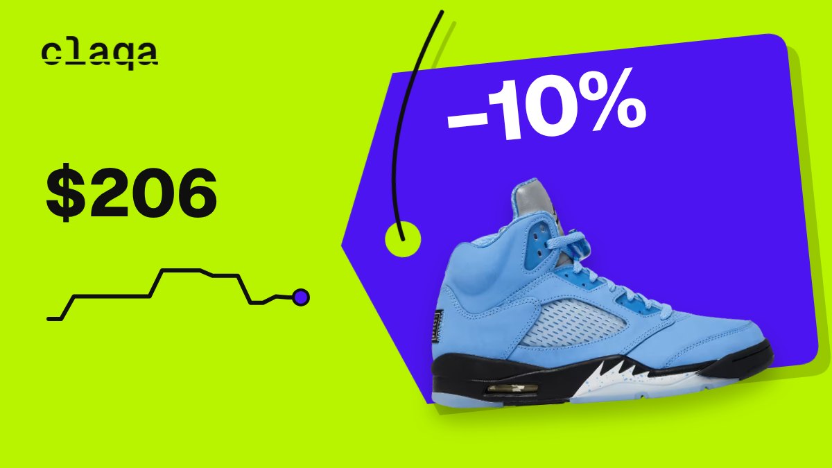 Air Jordan 5 Retro SE “UNC” sneaker with a −10% price change to $206