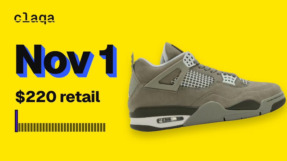 Air Jordan 4 Retro “Light Army” sneaker with its release date, Nov 1, and $220 retail