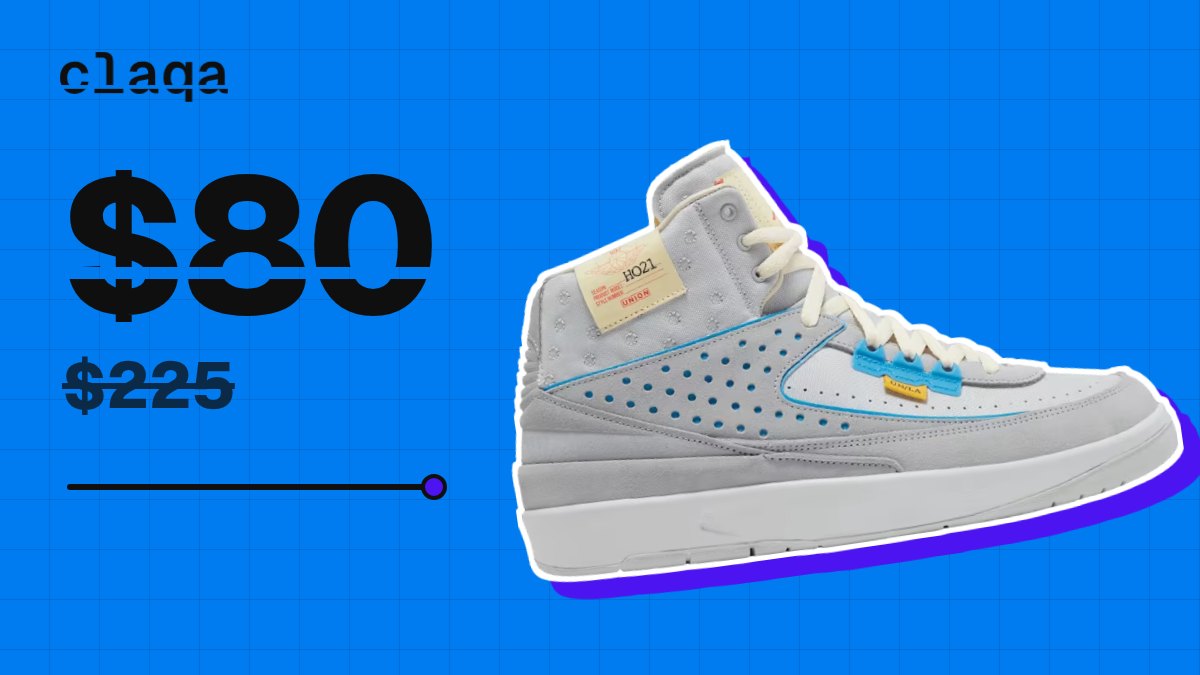 Union LA x Air Jordan 2 Retro SP “Grey Fog” sneaker at $80, down from $225 retail