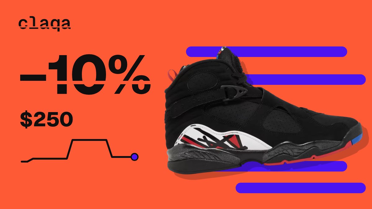 Air Jordan 8 Retro “Playoff” 2023 sneaker with a −10% price change to $250